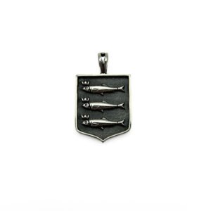 Hanger met schevenings wapen in zilver