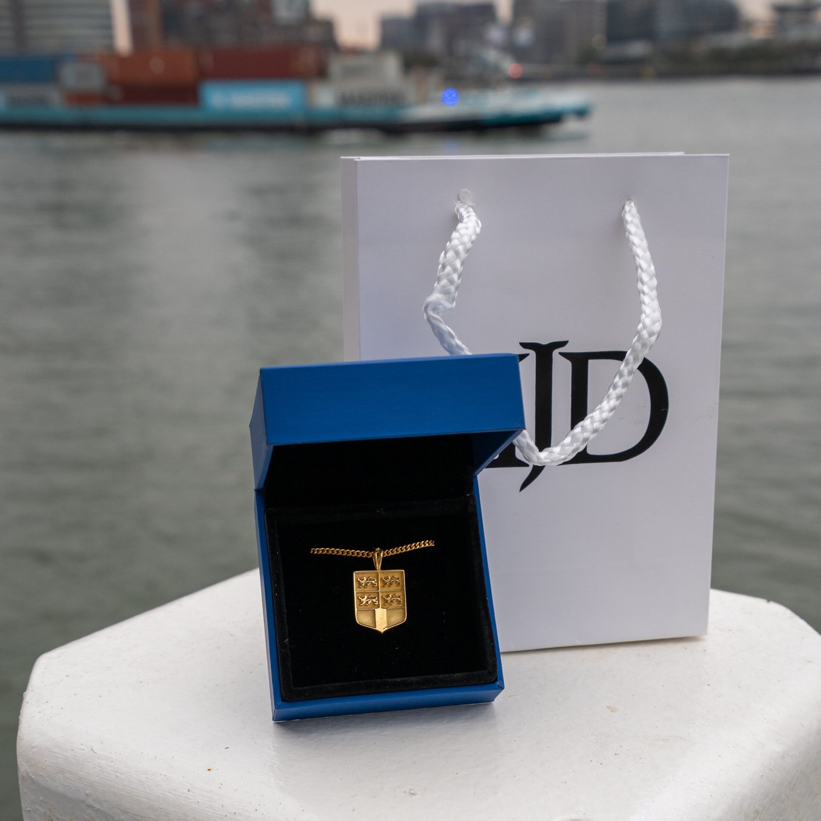 Gouden wapen van Rotterdam hanger met ketting - Afbeelding 4